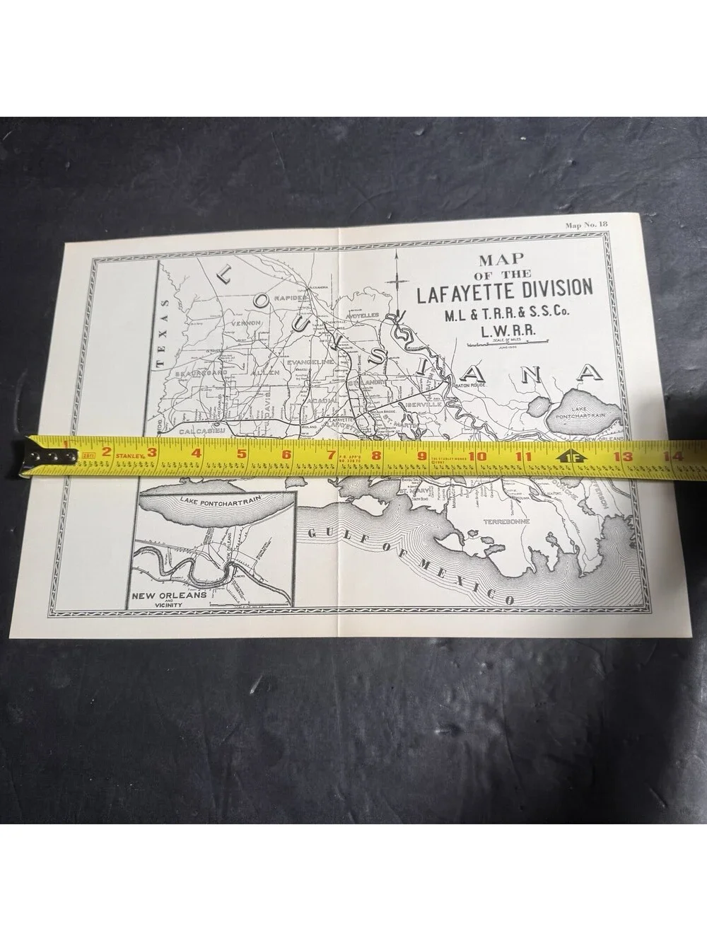 Vtg Southern Pacific Railroad Map 17 & 18 Victoria Lafayette Division Locomotive